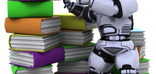 robot  with books