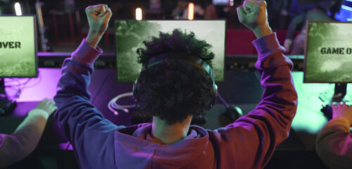back-view-man-winning-videogame