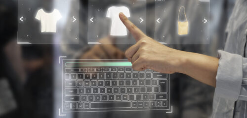 Digital wardrobe on a transparent screen