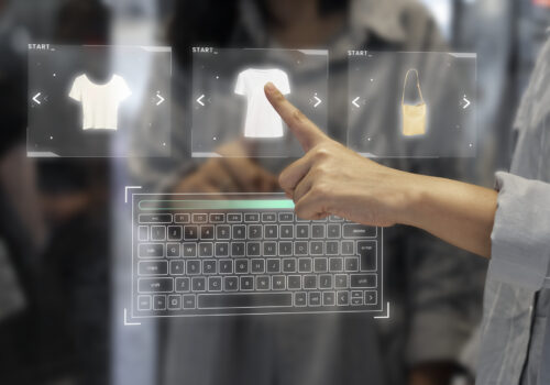 Digital wardrobe on a transparent screen